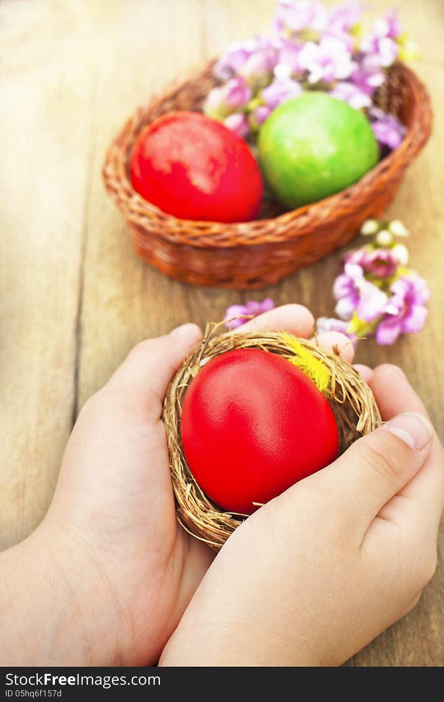 easter eggs-Easter egg in the hands of child-holiday