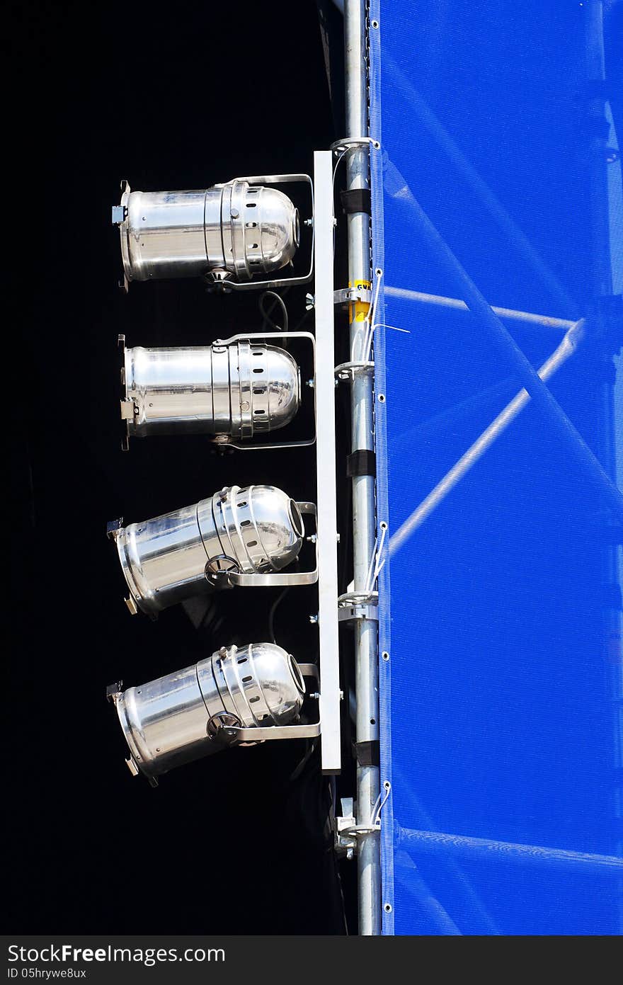 Silver spotlights mounted on shift gate