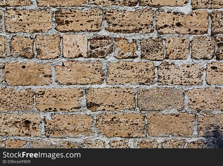 House wall made from shell rock concrete blocks. House wall made from shell rock concrete blocks