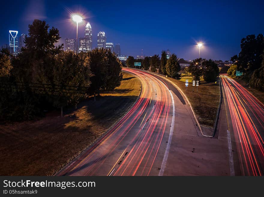 Charlotte City Skyline night scene