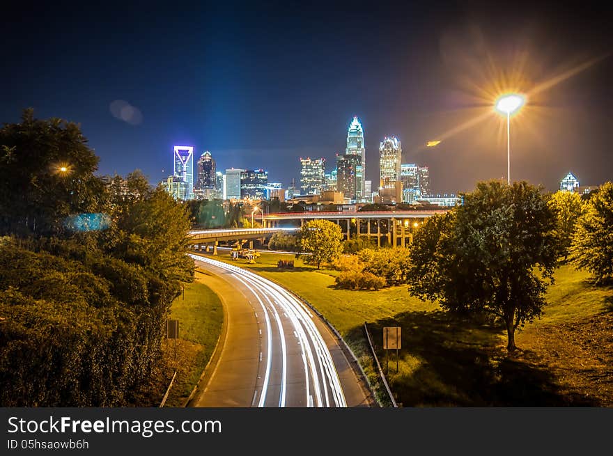 Charlotte City Skyline night scene