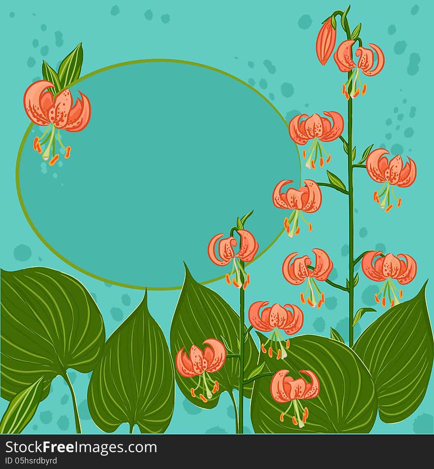 Background with orange Lilium martagon. Background with orange Lilium martagon