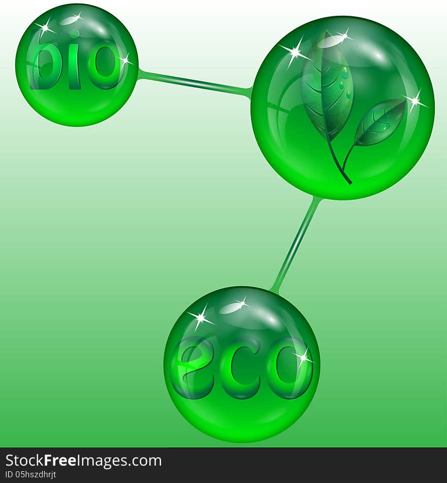 Spheres With Green Letters