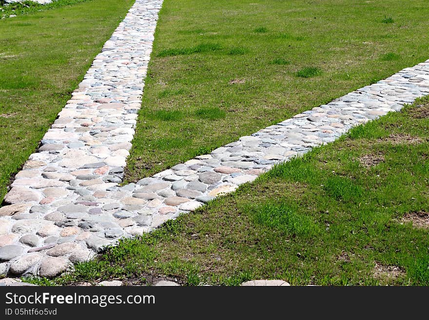 Decorative stone walkway in the park