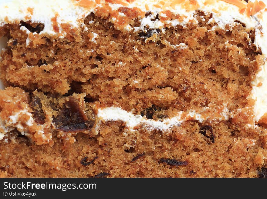 A close up of prune cake texture