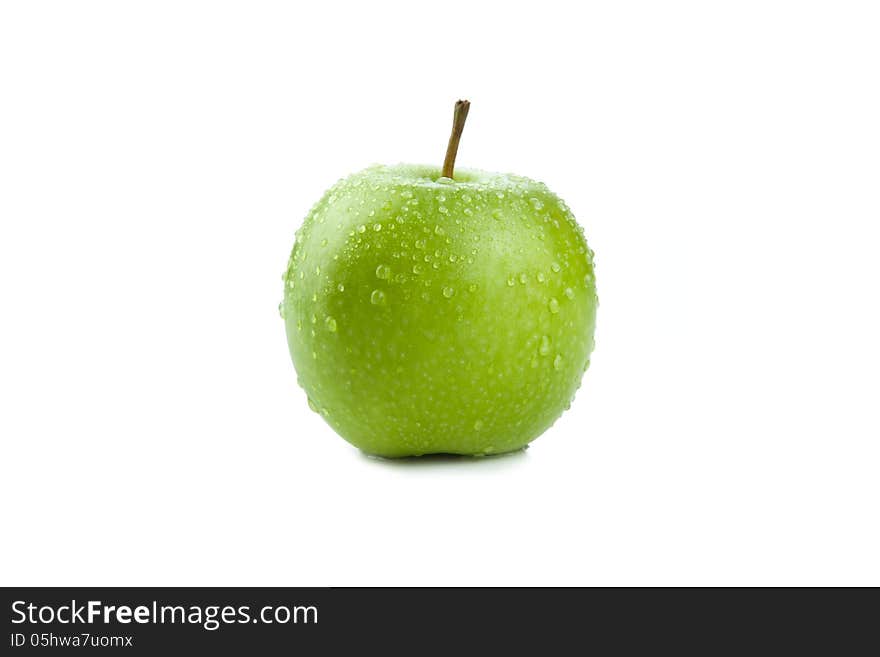 Close-up of an apple on white background