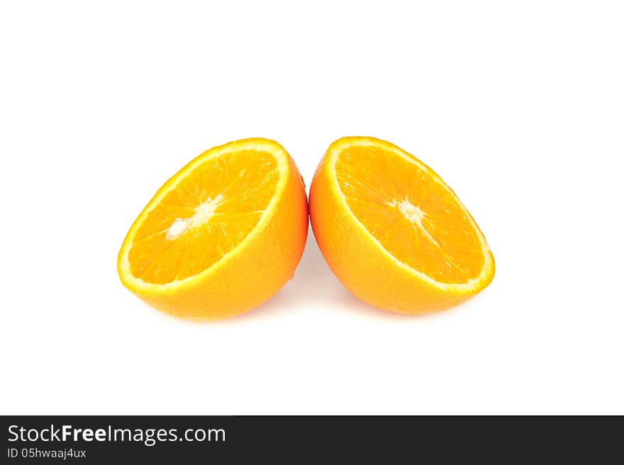 Ripe orange on a white background. Ripe orange on a white background