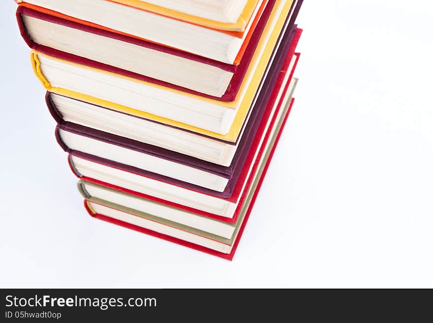 Stack of books on a white background