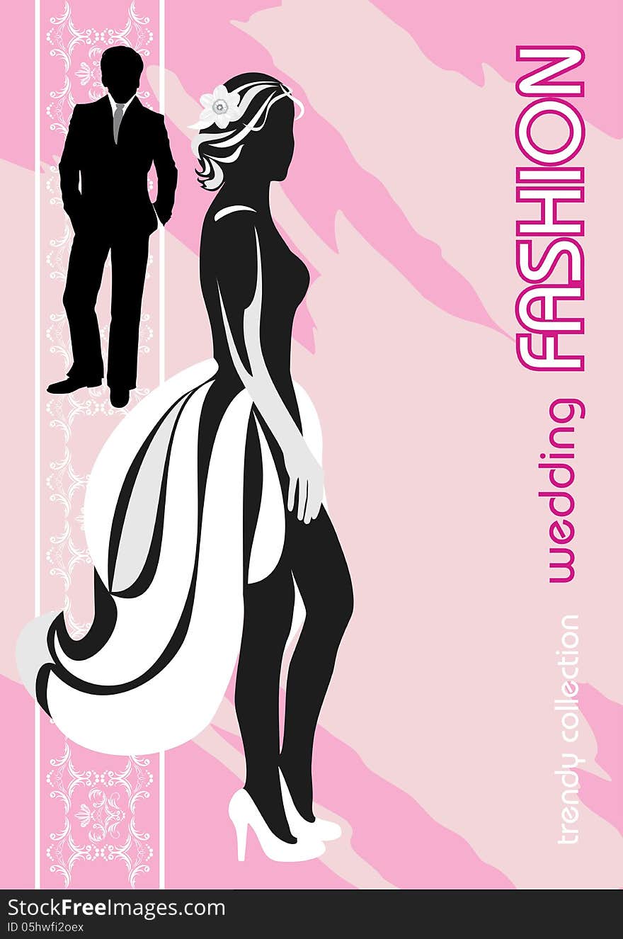 Stylish wedding fashion. Banner. Illustration