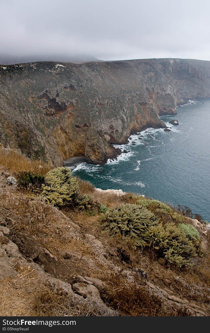 Rugged Cliffs Overlooking Ocean On Santa Cruz Island