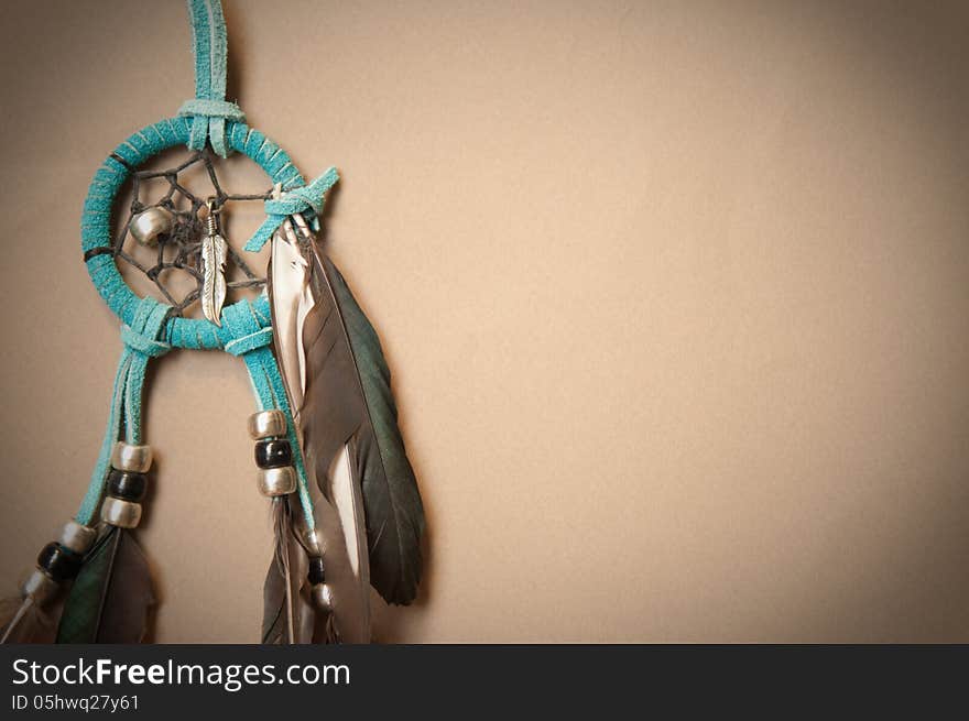 Native American dreamcatcher thought to filter out good dreams from nightmares. Some consider it a symbol of Native American culture.