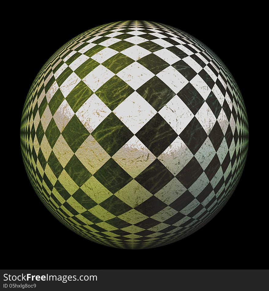 Abstract 3d checkered ball on black background. Abstract 3d checkered ball on black background.