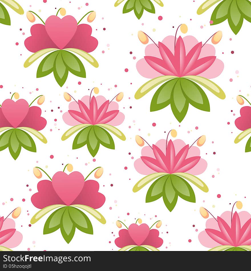 Floral seamless ornament, endless background with flowers. Romantic pattern for fabric, textile. Floral seamless ornament, endless background with flowers. Romantic pattern for fabric, textile.