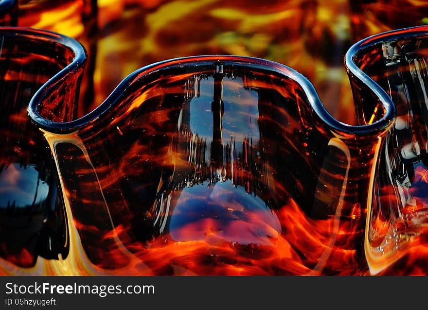 Close up of amber colored glass bowl. Close up of amber colored glass bowl