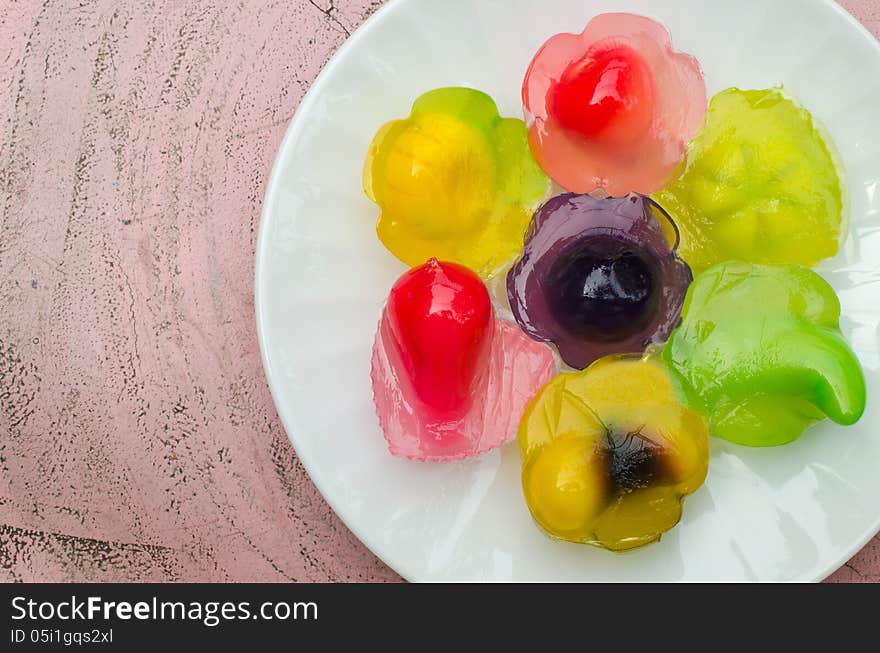 Colorful Thai dessert called Luke-Chup