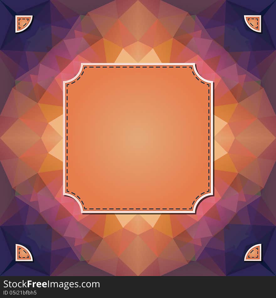 Colorful kaleidoscope vector background with label