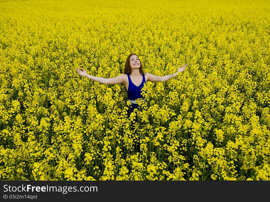 Beautyful Teen Model In Canola Field