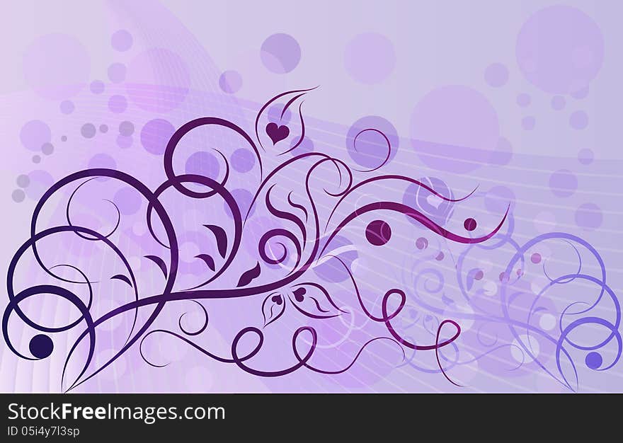 Abstract violet floral background with ccopy space.