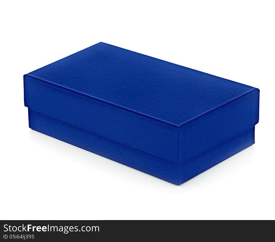 Blue gift box on white background.