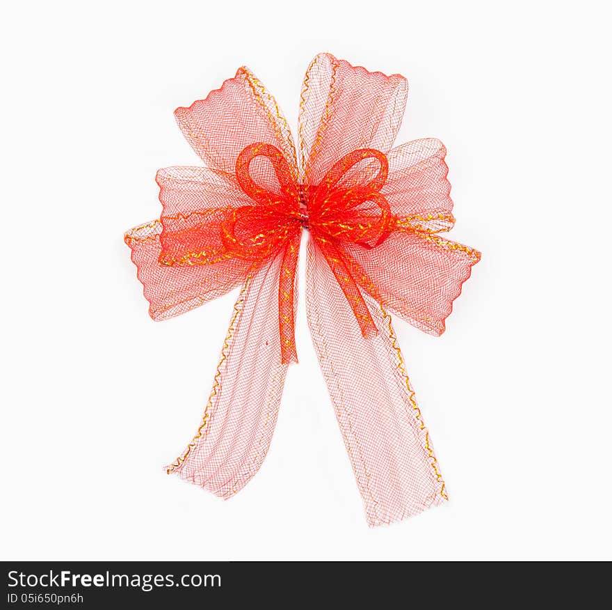 Red ribbon on white background.