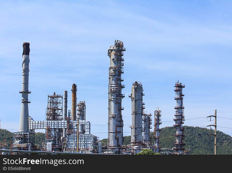 Petrochemical and oil plant with blue sky. Petrochemical and oil plant with blue sky.