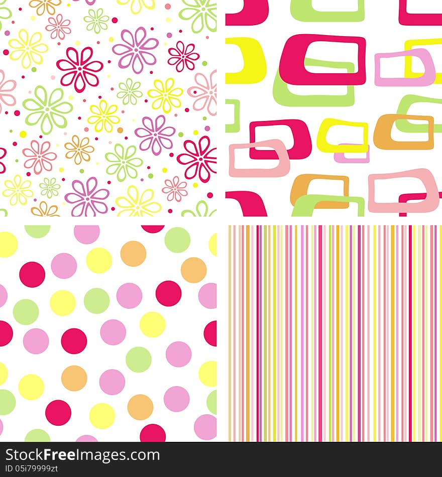 Set Of Summer Seamless Pattern