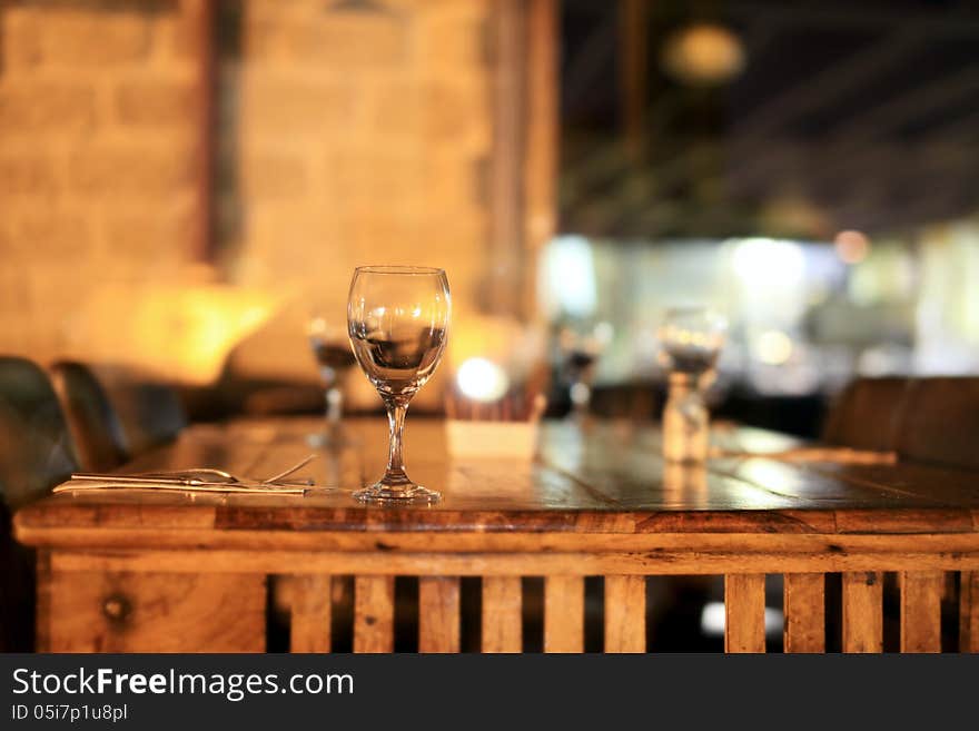 Restaurant, standing on a glass table