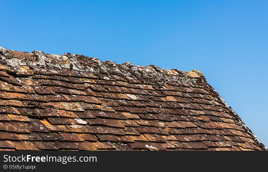 Close up of the roof of the old house