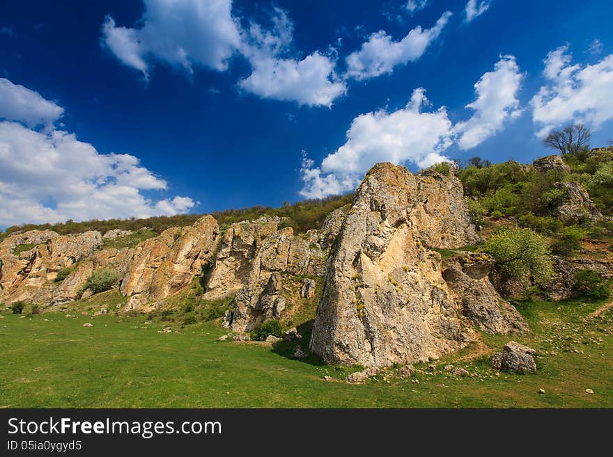 Summer mountain scenery in the Alps, with clouds. Summer mountain scenery in the Alps, with clouds