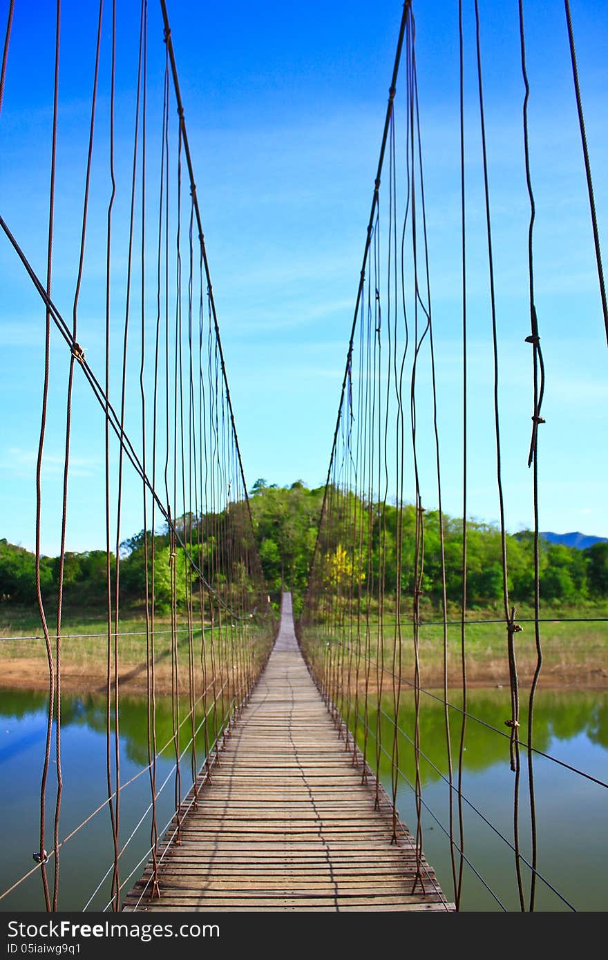 Rope bridge in National Park, Thailand