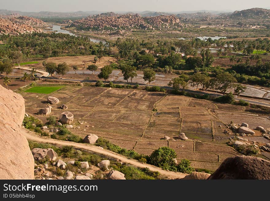 Rocky indian landscape around Hampi