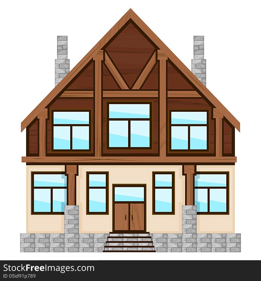 Big detailed icon of country house over white. Big detailed icon of country house over white