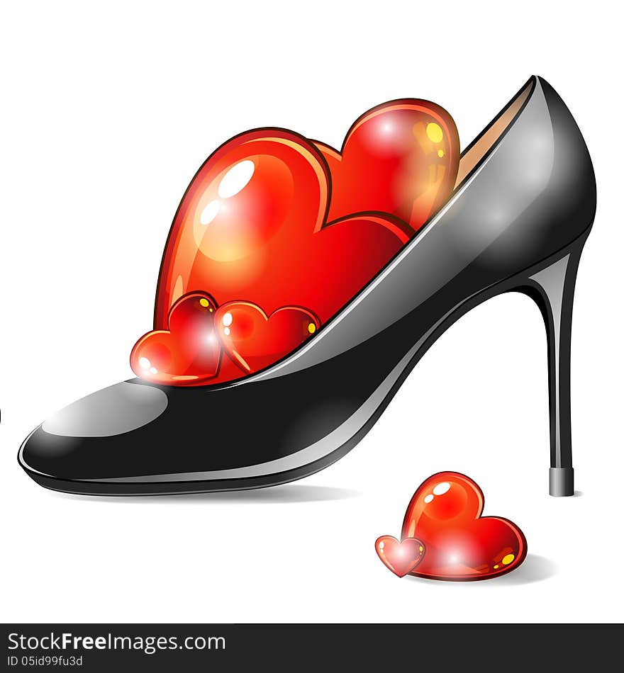 Shoe with hearts