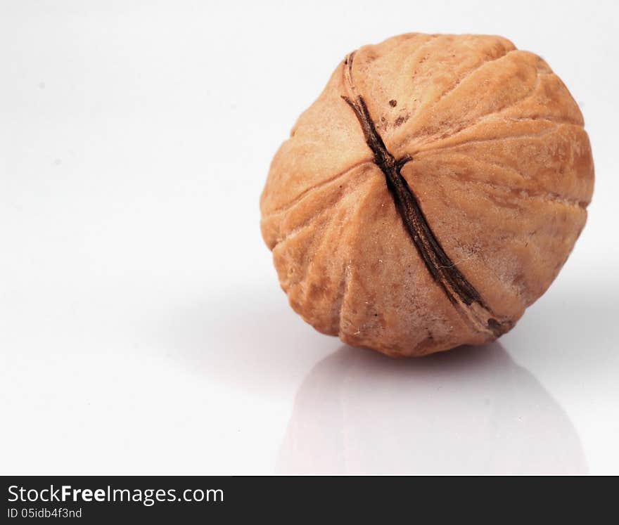 Walnuts on a white background