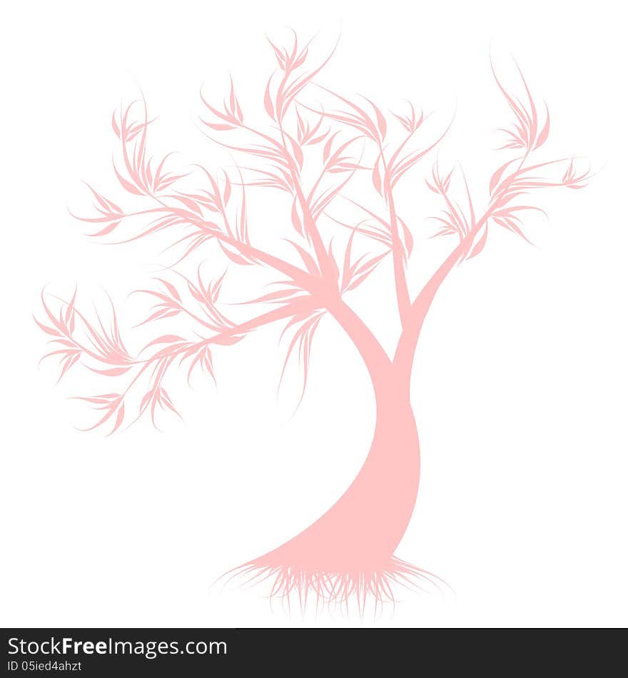 Art tree silhouette isolated on white background