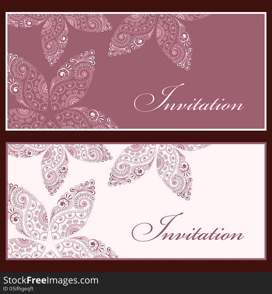 Collection of beautiful invitation vintage cards with floral elements. Collection of beautiful invitation vintage cards with floral elements