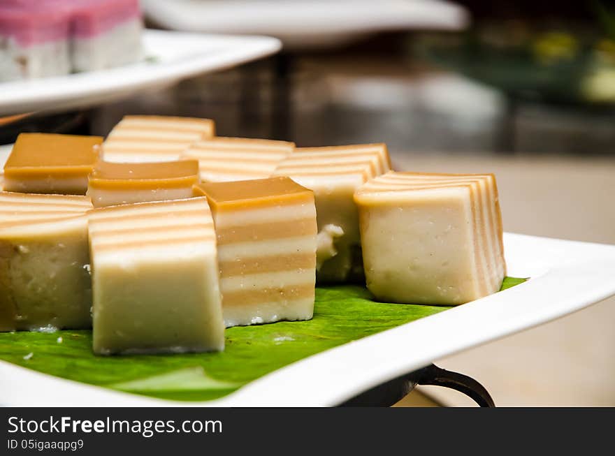 Colorful dessert on a white plate