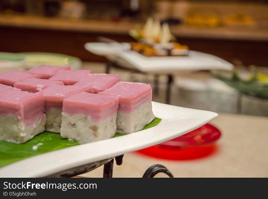 Colorful dessert on a white plate