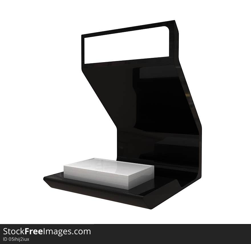 Black podium with blank screen. Black podium with blank screen