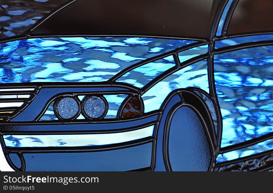 Abstract Stained Leadlight Glass Motorcar Vehicle