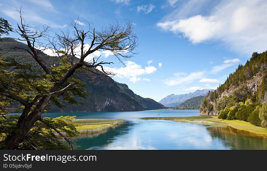 Beautiful lake in Patagonia in a sunny day. Beautiful lake in Patagonia in a sunny day