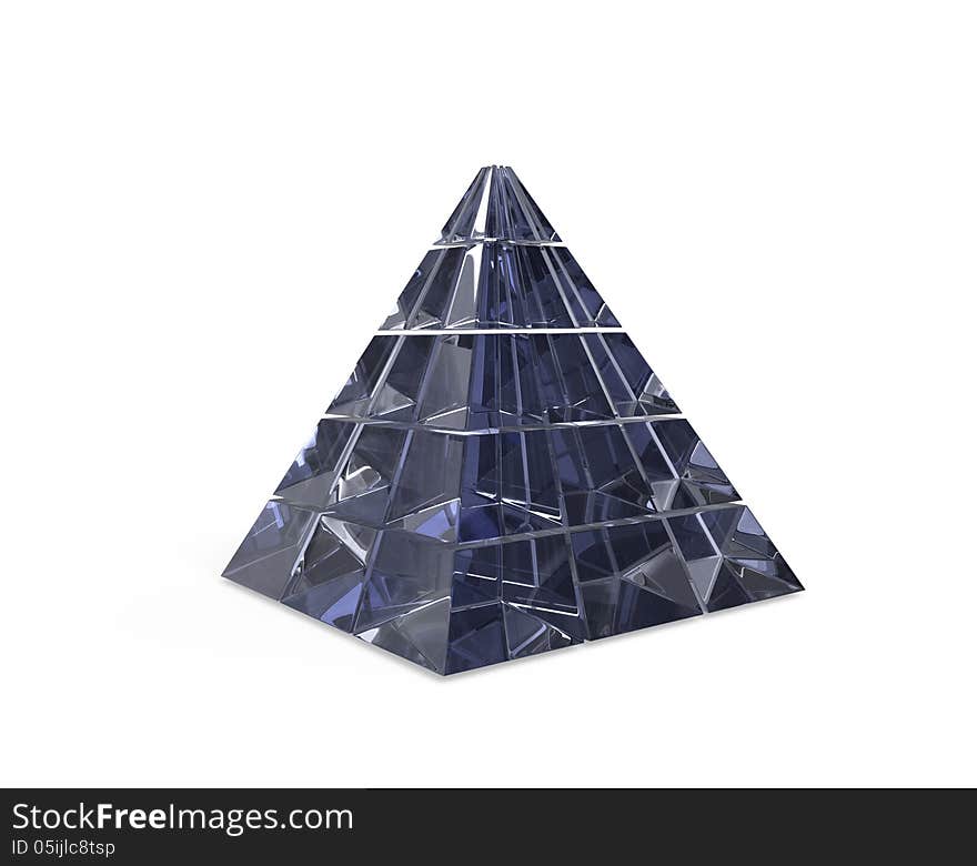 3D model of pyramid form blue glass. 3D model of pyramid form blue glass