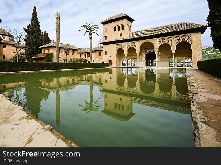 The Partal gardens of Alhambra in Granada, Andalusia, Spain