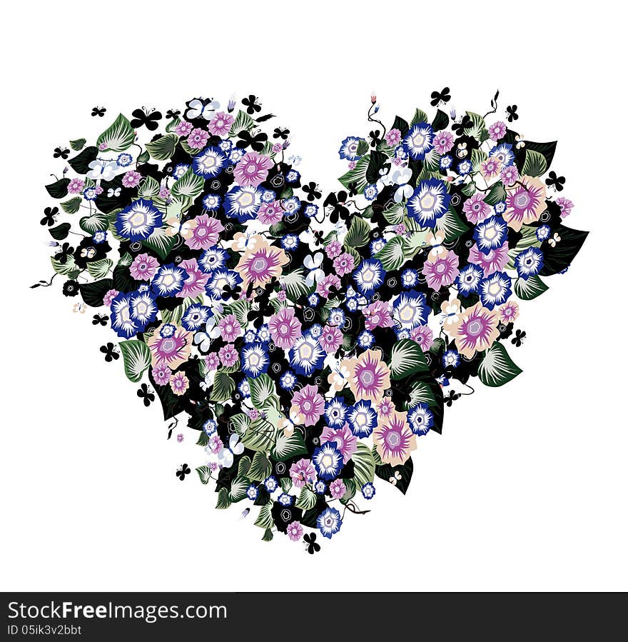 Heart with flowers