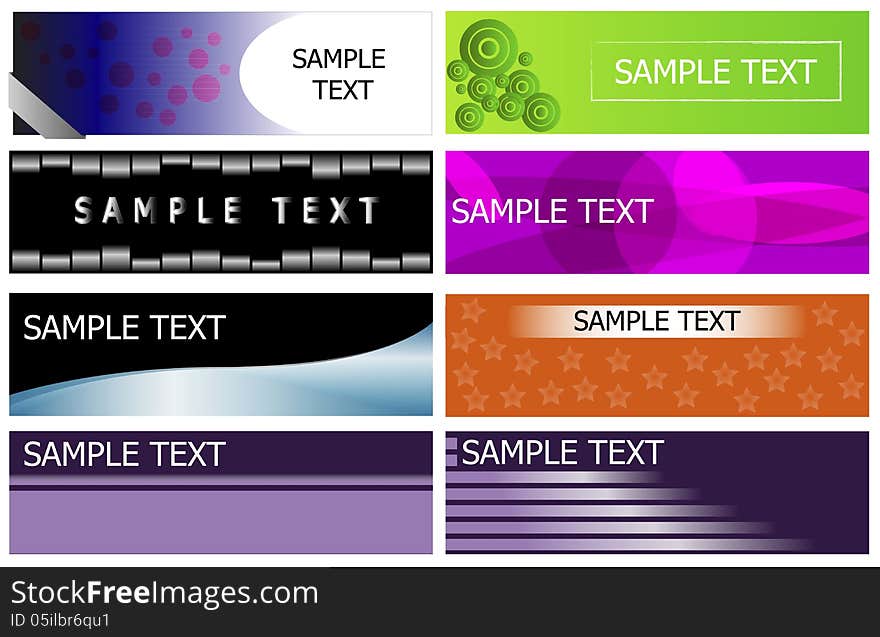 Set of 8 banners, editable vectors. Set of 8 banners, editable vectors