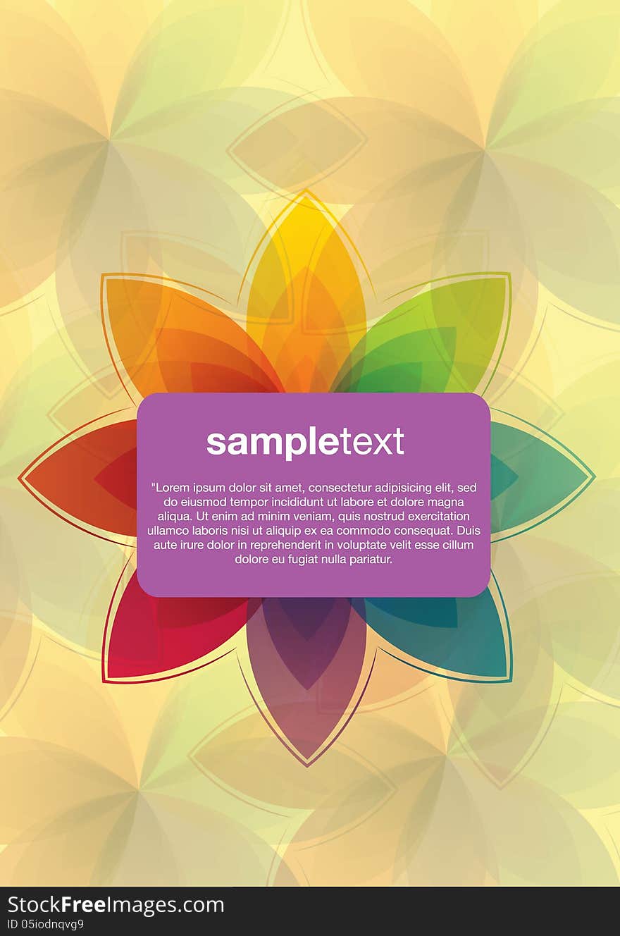 A colourful full page design with a sample text space and flower theme. A colourful full page design with a sample text space and flower theme