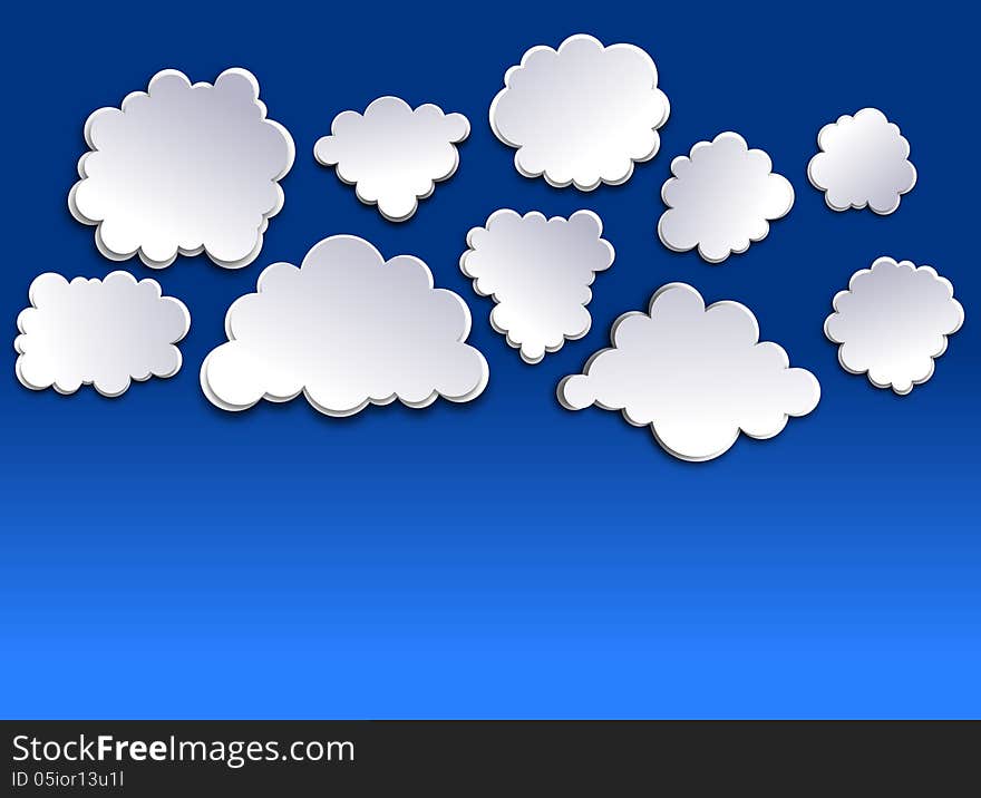 Set of White clouds on blue background. Set of White clouds on blue background