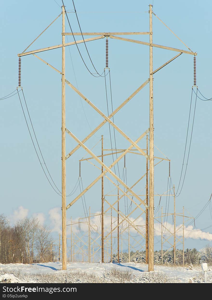 High Voltage Electrical lines coming from a power plant