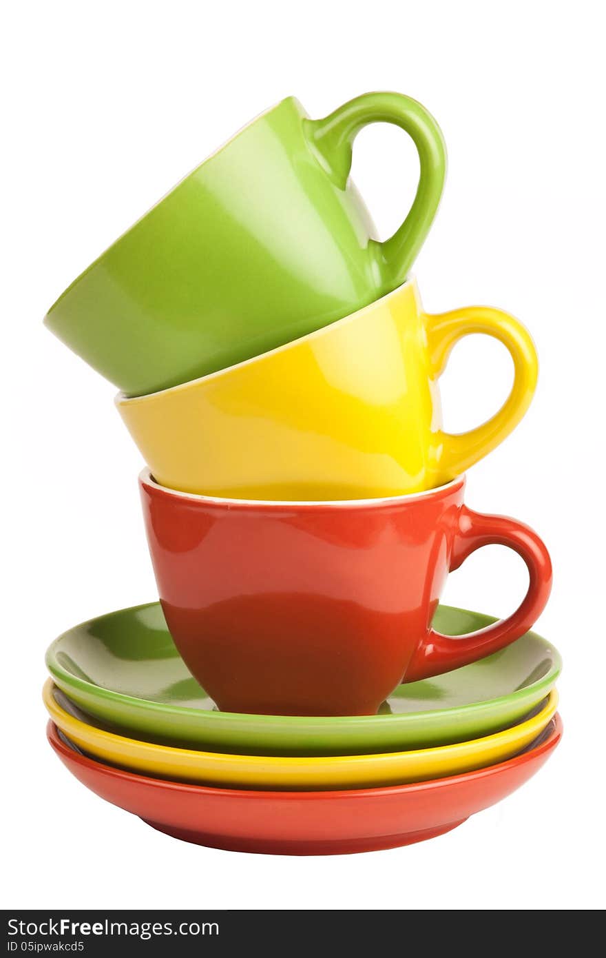 Multicolored Teacups And Saucers