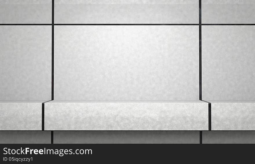 Concrete wall with shelf, architectural background. Concrete wall with shelf, architectural background